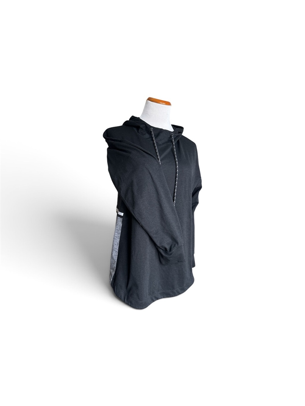 Tangerine Black Hooded Women's Pullover with Gray Side Panel